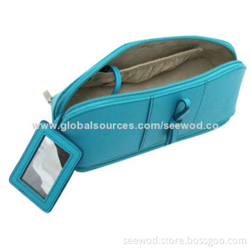 PU cosmetic case with hanging mirror